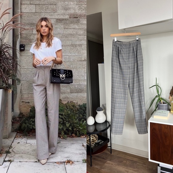 Aritzia Babaton Rosemarie Wide Leg new Houndstooth Business Formal  Casual Pant - Picture 6 of 17